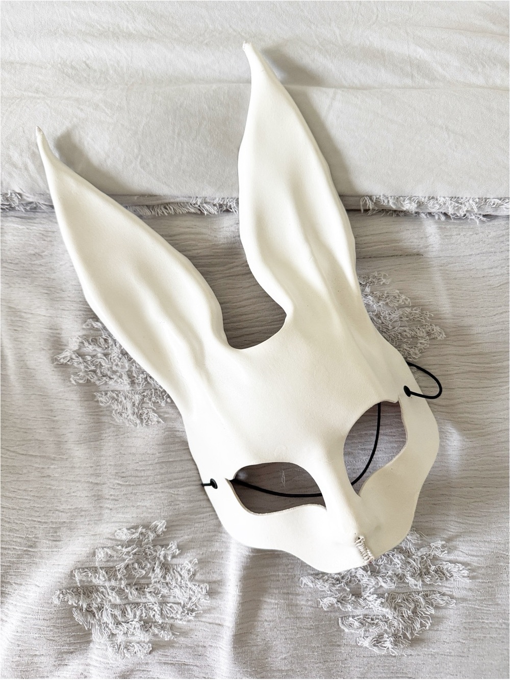 Halloween Masquerade white sexy Rabbit Bunny ears Leather mask